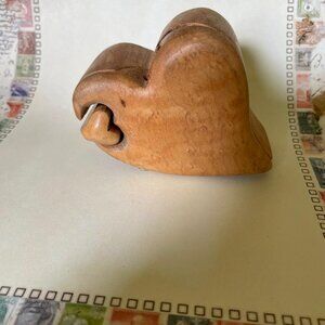Vintage Puzzle Heart Shaped Wooden Box signed Richard Rothbard (artist)